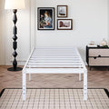 18 Inch White Twin Bed Frame Heavy Duty No Box Spring Needed Metal Platform with Maximum Storage, Easy Assembly, Noise Free