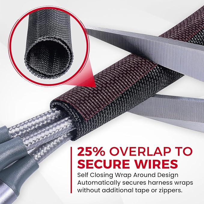 Automotive Wire Sheathing Split Wire Loom Braided Mesh Woven Cable Sleeve for Wires/Cable Cord Protector (1" - 22 Feet)
