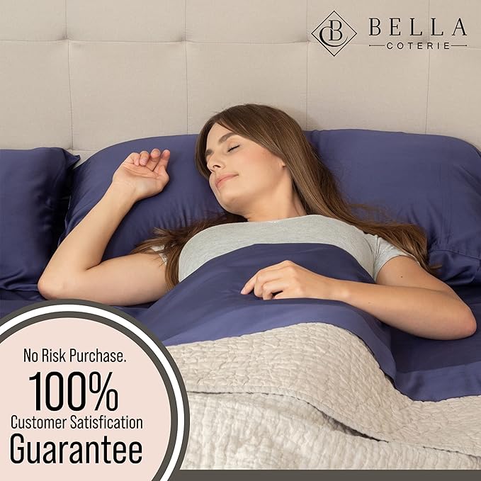 Bella Coterie 6 Piece Luxury Bamboo Viscose King Size Sheet Set | 100% Organically Grown | Cooling for Hot Sleepers | 18" Deep Pocket | Soft & Hypoallergenic | 4 Pillowcases [Twilight Blue]