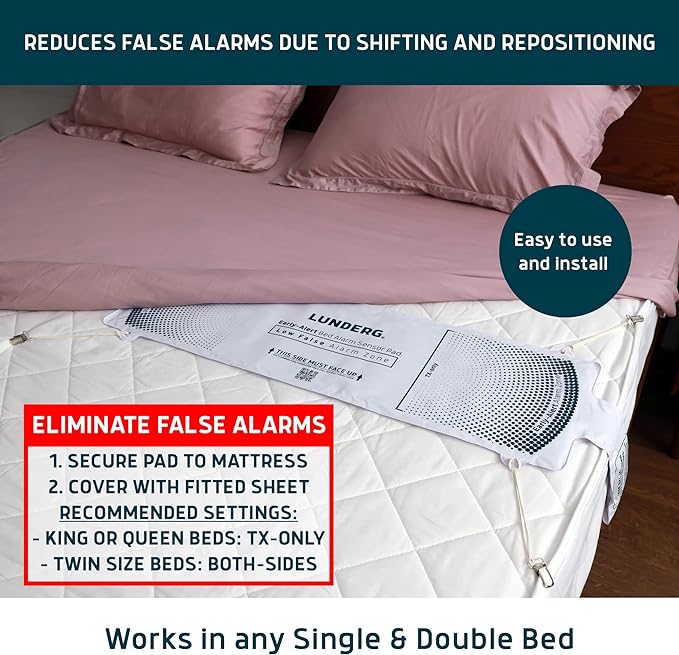 Lunderg Bed Alarm for Elderly Adults & Chair Alarm Set - Wireless Early-Alert Sensor Pad, Chair Pad & Pager - Bed Alarms and Fall Prevention for Elderly and Dementia Patients - Full Caregiver Set