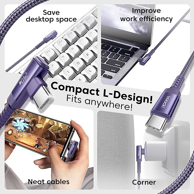 USB C Cable [2Pack, 10ft] 240W Fast Charging Type C Cord, Nylon Braided USB 2.0 Cable for iPhone 17 16 15 Pro Plus Pro Max Air, iPad Pro, Samsung Galaxy S24 S23, Switch, MacBook Pro, Pixel-Purple