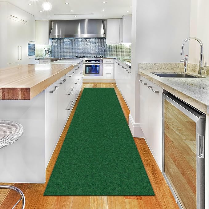 Ottomanson 2'7" x 23' Hallway Runner with Scraper Pile - Extra Durable Non-Slip Rug Mat for Indoor & Outdoor Use - Ideal for Kitchen, Entryway & Garage - High-Traffic Carpet, Green