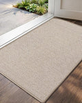 Color&Geometry Ultra-Thin Indoor Door Mat, 24"x36" Low-Profile Non-Slip Entryway Rug with Modern Geometric Texture, Washable Doormat for Indoor Entrance, Front Door, Khaki (Rolled-up NO Creases)
