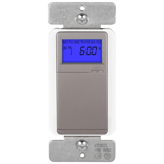 TOPGREENER Digital Astronomic Timer Switch, 7-Day Programmable Sunrise Sunset, Single Pole or 3-Way, Neutral Wire Required, 120VAC, UL Listed, TGT01-H-NK, Nickel