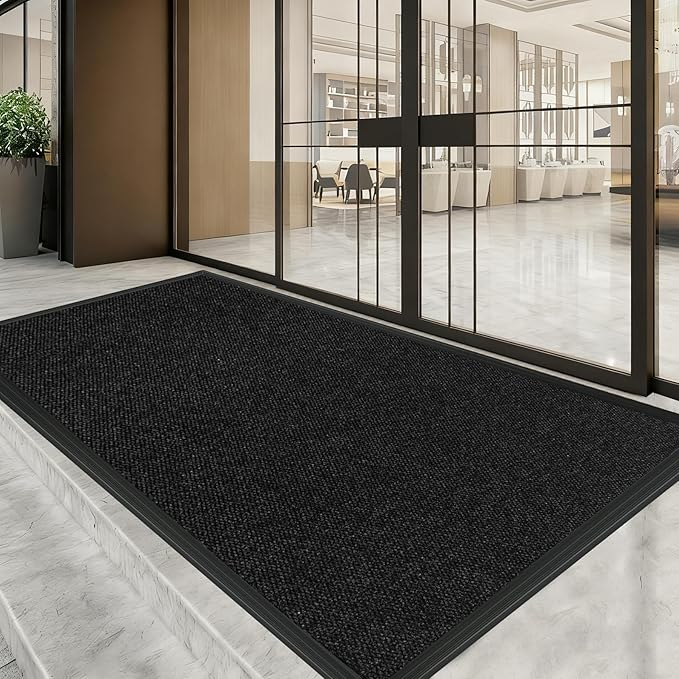 4ft x 16ft Front Door Mat Indoor Outdoor Entrance, Commercial Heavy Duty Entryway Matt, Non-Slip Rubber Backing Low Profile Doormat, Waterproof Dirt Trapper Welcome Mat for High Traffic Area