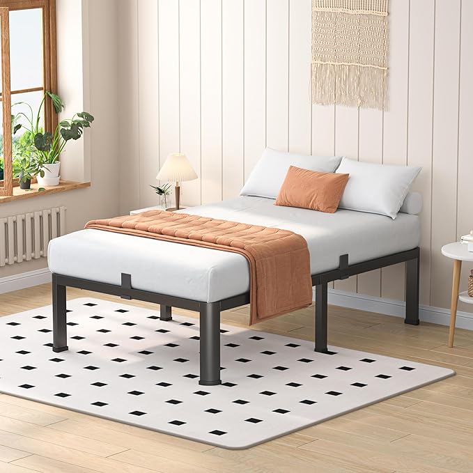 12 Inch Twin Heavy Duty 3500 lbs Bed Frame with Round-Corner Legs & Anti-Squeak Design – Quick Assembly Metal Platform, No Box Spring Needed
