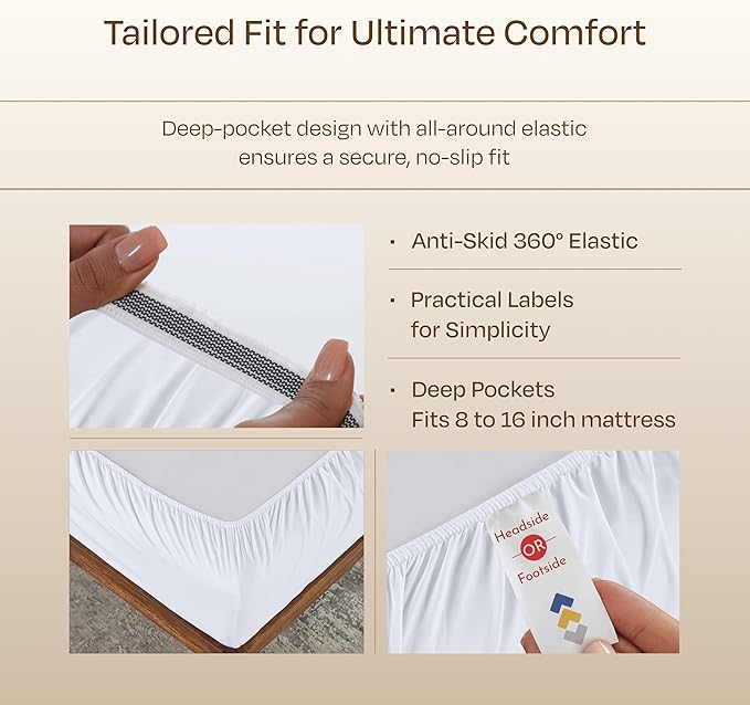 Luxury White California King Size Bed Sheets Set - Buttery Soft 800 Thread Count 100% Cotton Sheets Sateen, Deep Pockets, Durable Bedding Set - White