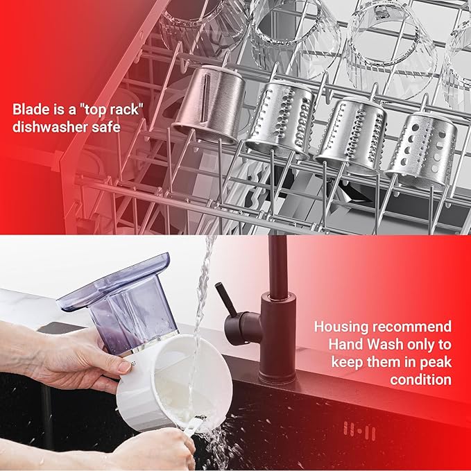 AMZCHEF Slicer Shredder Accessories and Attachments For KA Stand Mixers with 2.8IN Large Feed Chute, Oversized Cheese Grater Attachment with 4 Food Grade Blades, 304 Stainsless Steel, Dishwasher Safe