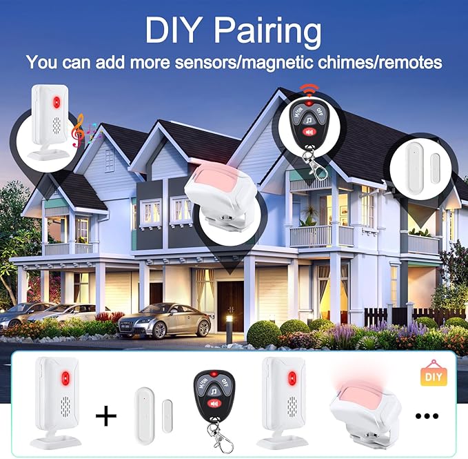 KCMYTONER Wireless Motion Sensor Door Chime, Entry Alert Chime for Business, Door Alarm,112LB Loud, Adjustable Volume and light brightness, for Home, Warehouse, Villa Security(3Sensors& 2Receiver)