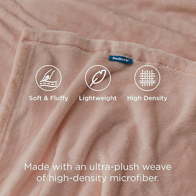 Bedsure GentleSoft Fleece Blankets Queen Size Dusty Pink - Bed Blanket Soft Lightweight Plush Fuzzy Cozy Luxury Microfiber, 90x90 inches