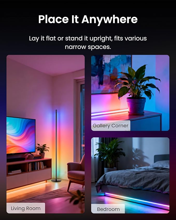 SwitchBot Smart Floor Lamp RGBICWW Voice/App Controlled Works with Alexa, Apple Home & Google, Matter, Warm & Cool White, 1200lm Music Sync, Lamp for Living Room for Bedroom — Christmas/Holiday décor
