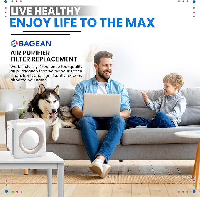 Bagean AP-1512HH Filter Compatible with Coway Airmega AP-1512HH & 200M Air Purifier - Fit Coway Filter Replacement - H13 True HEPA Filters Removes 99.97% particles Freshens the Air (2 HEPA + 4 Carbon)