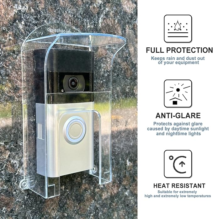 Transparent Plastic Doorbell Rain Cover , All Models Waterproof Protector Shield For Ring 1/2/3/4/2020/Pro/Pro 2/ Video Doorbells