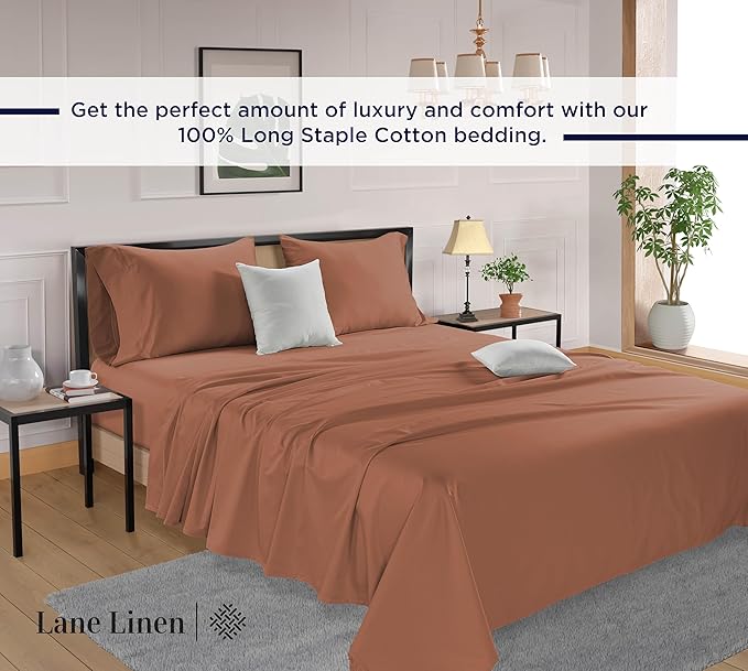LANE LINEN California King Sheet Sets - 600 Thread Count Cal King Sheet Set - 100% Cotton Sheets Cal King - Ultra Soft Cal King Sheets Set - Sateen Weave California King Bed Sheet Set - Rose Dawn
