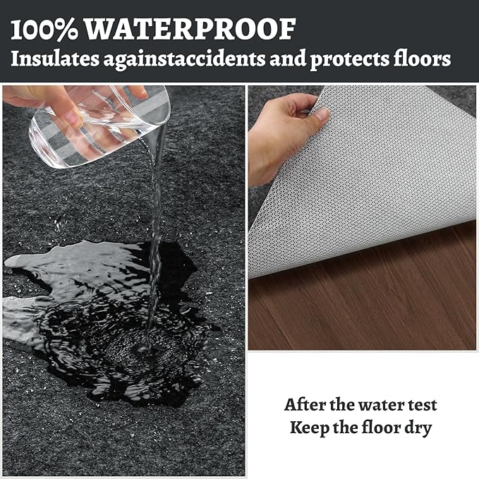 100% Waterproof Rug pad, 6x9 ft Area Rug Non-Slip Rug Pads, 1/4" Thick Carpet Pads for All Floors and finishes, Felt pad for Hardwood Floors, Keep Carpets in Place Soft and Secure