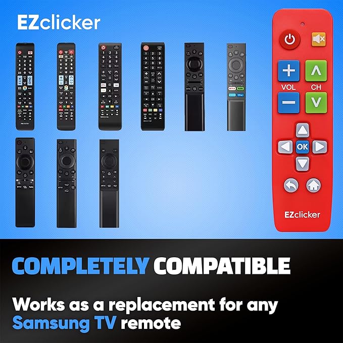 Samsung Replacement TV Remote Compatible with Samsung TV's ONLY (Red) Big Button TV Remote Control, Simplified and Easy to Use (2xAAA Batteries not Included)
