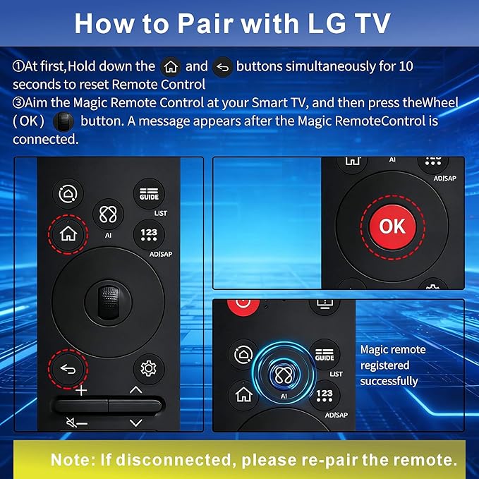 Universal Magic Remote Compatible with LG TV Remote replacment, LG Magic Remote MR25GN 2025 Includes AI, Pointer, Alexa Voice