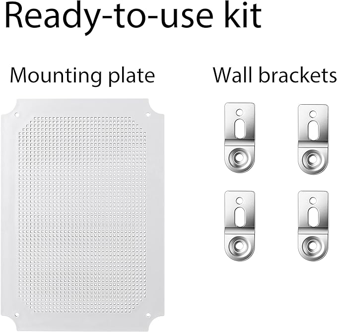 Gratury Junction Box, IP67 Waterproof Plastic Enclosure for Electrical Project, Hinged Grey Cover, Includes Mounting Plate and Wall Bracket (Grey Cover, 14.6"×10.6"×5.9")