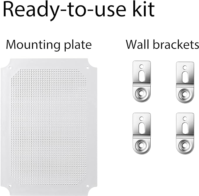 Gratury Junction Box, IP67 Waterproof Plastic Enclosure for Electrical Project, Hinged Grey Cover, Includes Mounting Plate and Wall Bracket (Transparent Cover, 14.6"×10.6"×5.9")
