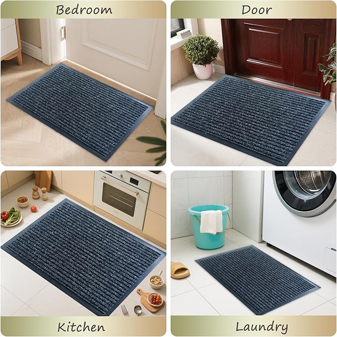Front Door Mat,4'x8'Indoor Outdoor Door Mat,Heavy Duty Durable Welcome,Commercial Floor Mats Inside Outside Entrance, Waterproof All-Season, All-Weather Non Slip Backing Doormat for Entryway,Black