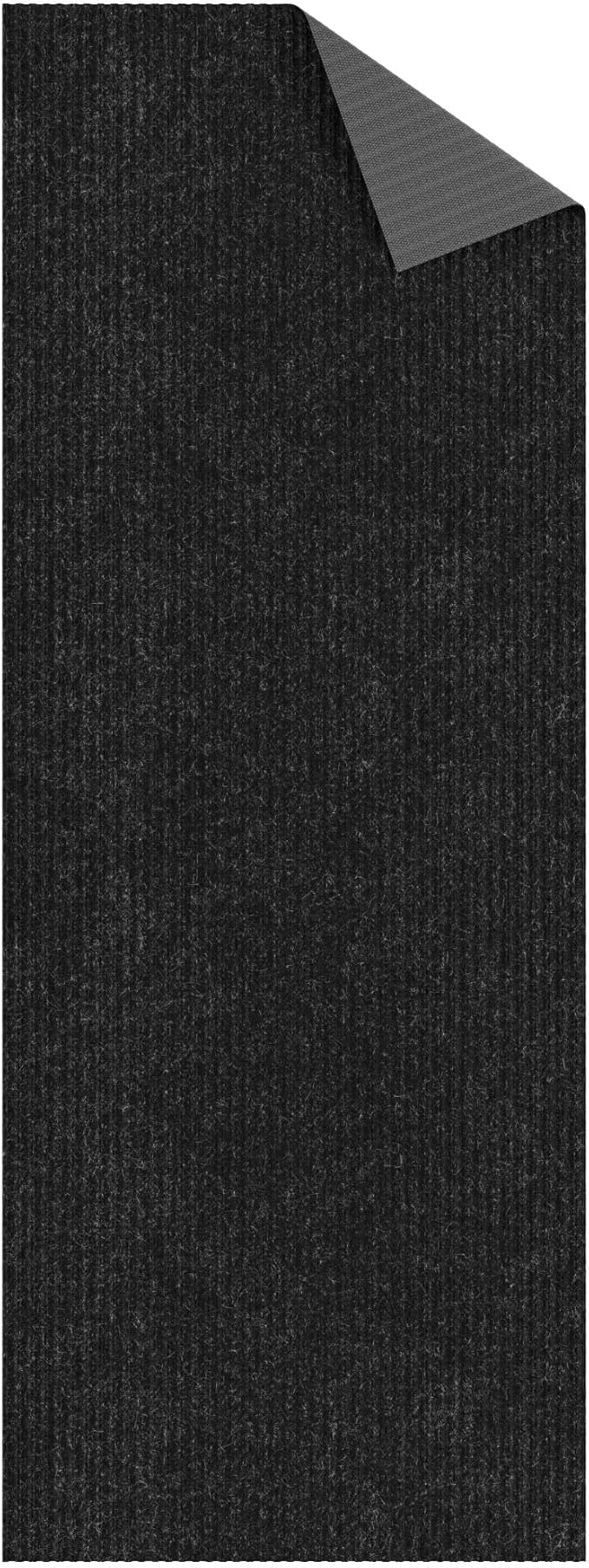 Ottomanson 2' x 12' Hallway Runner with Scraper Pile Extra Durable Non-Slip Rug Mat for Indoor & Outdoor Use - Ideal for Kitchen, Entryway, Patio & Garage - High-Traffic Carpet, Black