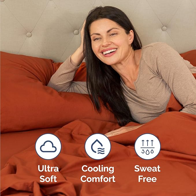Twin 4 Piece Sheet Set - Cooling, Comfy & Breathable - Hotel Luxury Bedding, Includes Fitted Sheet for Women, Men, Kids & Teens - 1 Flat, 1 Fitted Sheet, 2 Pillowcases with Deep Pockets - Terracotta