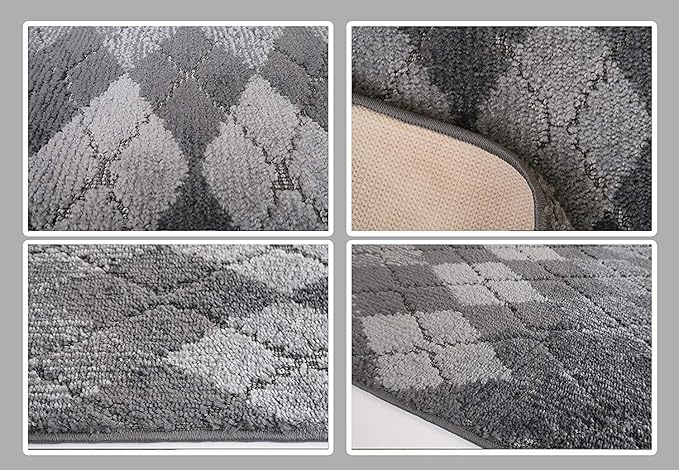 Custom Length Hallway Runner Rug,Slip Resistant,Squares Anthracite, 26 Inch X 7 feet, Sold and Priced Per Foot