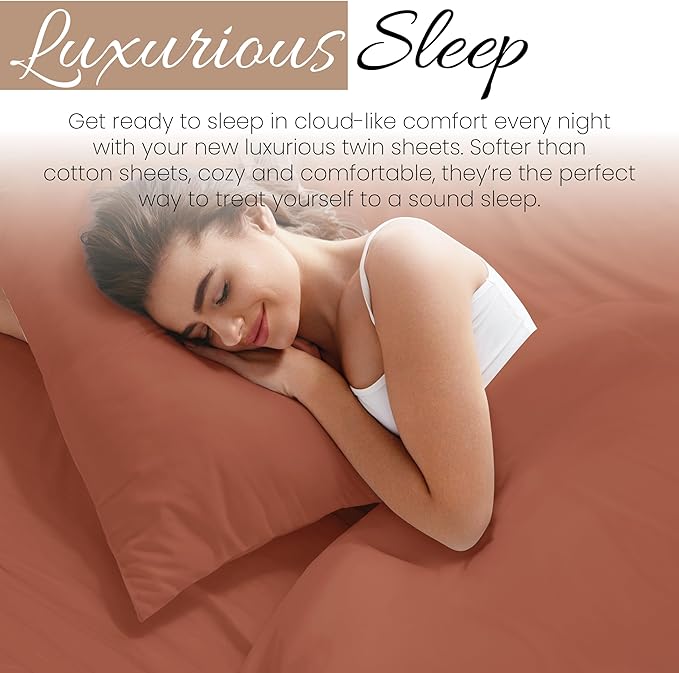 Linen Market Bed Sheets for Twin Size Bed (Clay) - Sleep Better Than Ever with These Soft and Cooling Twin Sheets - Deep Pocket Fits 16" Thick Beds - 4 Piece Twin Sheet Set