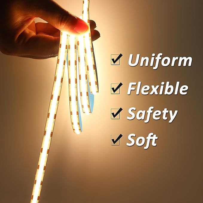 UVTaoYuan Led Strip Lights 5V USB 6.56ft/2m 640 LEDs Touch stepless Dimmable COB LED Strip Light 3000K Warm White 10W Flexible led Lights for Bedroom Kitchen, DIY Lighting Room Decor 5V LED TV Lights
