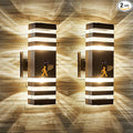 2 Pack Motion Sensor Outdoor Wall Light Fixture Up Down Porch Lights Modern Dusk to Dawn Exterior Sconce Light Wall Mount Outside Coach Lantern for House Front Door Garage (With 4 Dimmable Warm Bulbs)