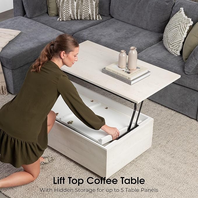 Transformer Table - Solid Wood Extendable Dining Table, Seats 2-12, Extendable Dining Room Table, Space-Saving Furniture, Expandable Dining Furniture (White, Table + Bench + Coffee Table)