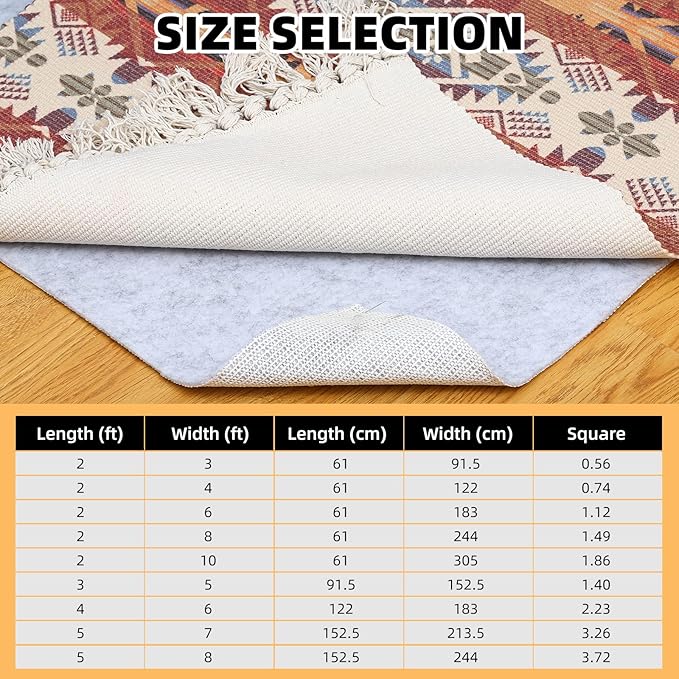 Non Slip Rug Pad, Natural Rubber Backing Rug Pads 1/4” Thick, Felt Rug Gripper Pad, Non Slip Under Carpet Mat, Under Rug Cushion for Hardwood Floors, Carpet Runners (5x7FT)