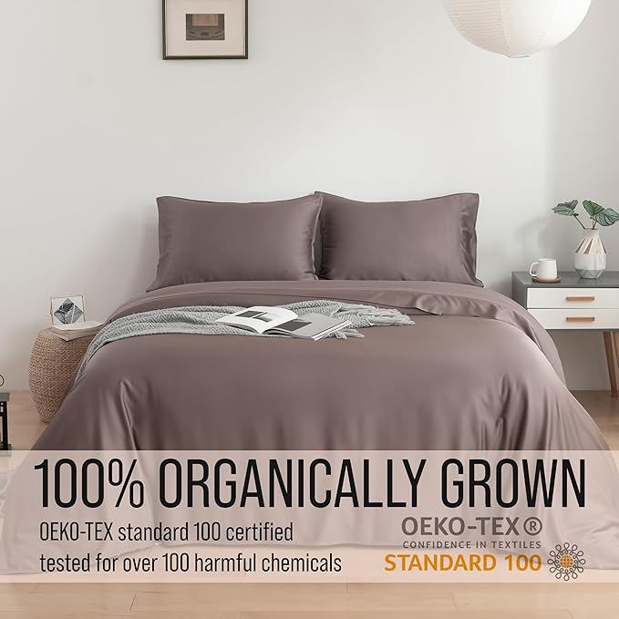 Bella Coterie Luxury Bamboo Viscose 34” Split Top King Size Sheet Set | 1 Fitted Sheet for Sleep Number & Adjustable Beds | 100% Organically Grown | Cooling & Soft | 18” Deep Pocket [Mocha]