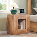OKD 24" Modern Nightstand with Charging Station, Large Wood Bedside Table w/Hidden Drawers & Open Storage Shelf, Rustic End Table for Bedroom,Living Room,Light Tree Knot