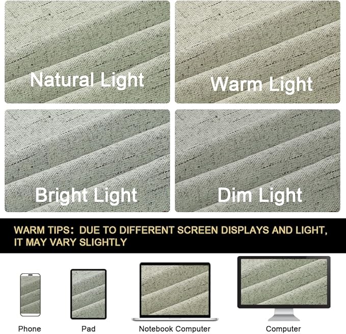 PrinceDeco 100% Blackout Curtains 84 inches Long for Bedroom Linen Texture Blackout Curtains for Living Room Solid Window Treatment Drapes with White Liner Grommet Room Darkening Curtains,Sage,2 Pack