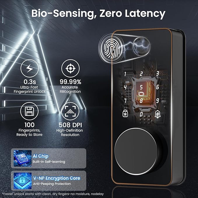 Biquole Keyless Entry Door Lock with 2 Lever Handles, Electronic Keypad Deadbolt, Auto & One Touch Lock,Smart Locks for Front Door, Easy Installation, App Control, Oil Rubbed Bronze