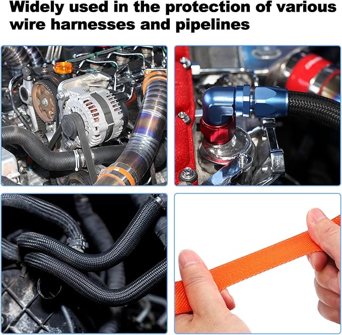 MECCANIXITY Braided Cable Sleeves Heat Shrinkable Fabric Sleeving, 2" 10ft Orange 2:1 Ratio Heat Shrinkable Cord Protector for Harness Cable, Network Cable Protection, Cable Management
