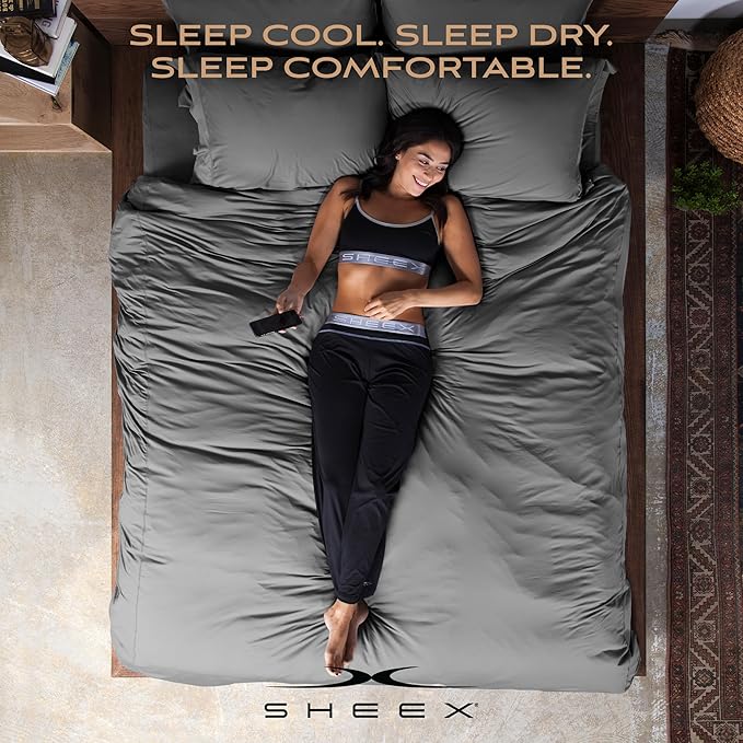 SHEEX - Original Performance Sheets Set (King/California King) Ecru - Cooling Sheets - Moisture Wicking - 1 Flat Cooling Sheet, 1 Fitted Cooling Sheet, 2 Pillow Covers - Wrinkle Free - Sleep Aid