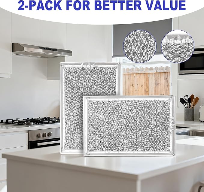 [2 Pack] OEM Microwave Filter Replacement 7.64" x 5.12" Fit for WB06X10309 WB06X10359, Microwave Vent Filter, Microwave Grease Filter, Filters Kitchen Oven Air Over the Range Vent Fan