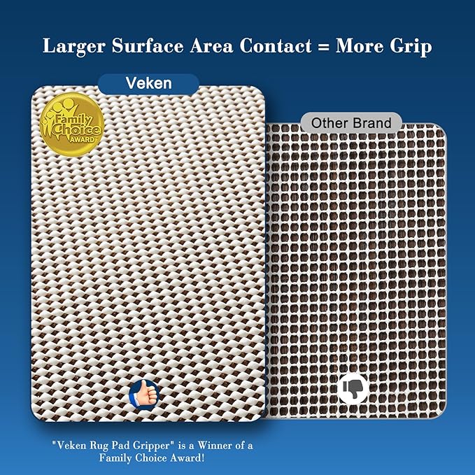 Veken Rug Gripper Pad for Hardwood Floors, Thick Cushion Non Slip Rug Pads for Area Rugs, Rug Grippers for Tile Floors, Under Carpet Anti Skid Mat, Keep Your Rugs Safe and in Place, 2x3 Ft