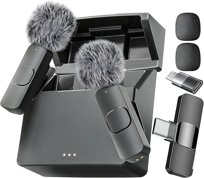 Mini Mic Pro (Latest Model - Wireless Microphone for iPhone, iPad, Android, Lavalier Microphone for Video Recording - iPhone Mic Crystal Clear Recording with USB-C (with Charging Case)