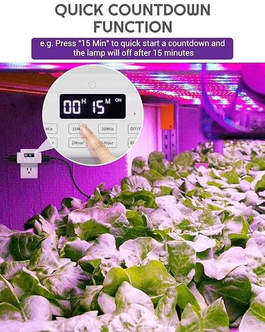 [2 Pack] Indoor Countdown Timer Outlet, NEARPOW Auto Shut Off Timers with Large Screen, Customize Countdown, Repeat and Memory Function, Eectrical Outlets for Charger Lights, 3-Prong Grounded Outlet