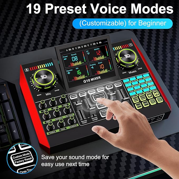 Podcast Microphone Bundle with Live Sound Board Audio Mixer, Podcast Equipment Bundle with 3.5mm Condenser Microphone(P15) for Pc/Phone Live Streaming Singing Gaming, Voice Changer, Denoise