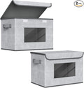 Univivi Larger Fabric Collapsible Storage Bins, Foldable Storage Boxes with Lids, Storage Cube Organizer Basket for Home, Closet, Bedroom(Gray, 17“ x 12” x 12")