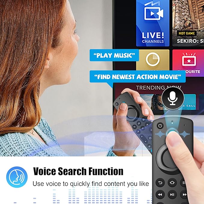 Remote Replacement with Voice Control Compatible with Fire-AMZ-TV Stick(2nd Gen/3rd Gen/HD/Lite/4K Max/4K/Cube), Smart-TV 3rd Gen, for Hisense/TCL/Onmi/Insignia/Pioneer N0t for ROKU/Samsung-TV