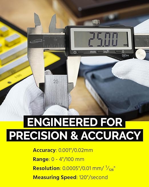 iGaging Premium IP54 0-4" EZ CAL Fractional Digital Caliper