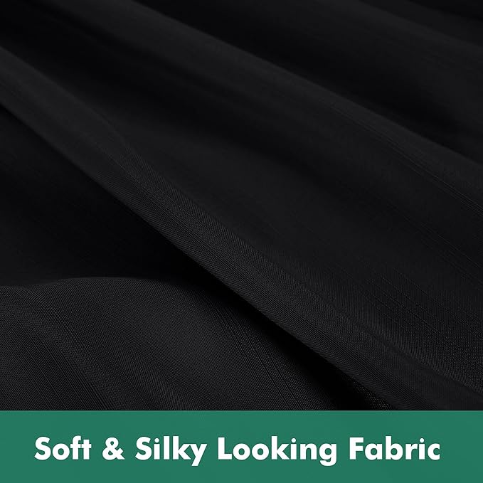 Biscaynebay Wrap Around Bed Skirts with Split Corners for Queen Beds 16" Drop, Black Elastic Dust Ruffles Adjustable Easy Fit Wrinkle & Fade Resistant Silky Luxurious Fabric Machine Washable