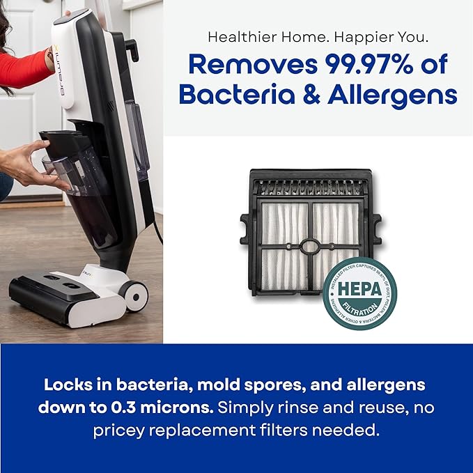 BRAWNIX Wet Dry Vacuum and Mop for Hard Floors | Digital Display | Great for Sticky Messes, Pet Hair, Picks Up Debris & Deep Scrubs | Self Cleaning | Vacuum Cleaner for Hard Floors and Area Rugs