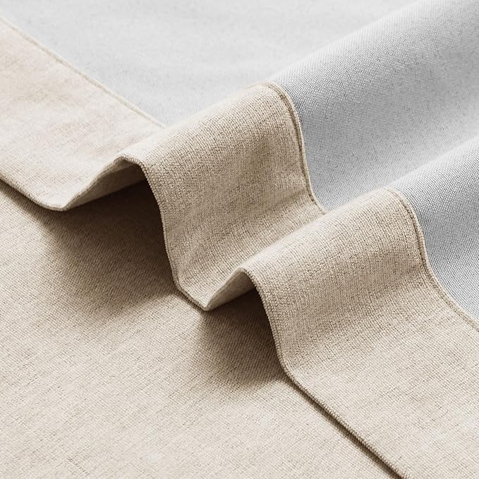 Macochico 100% Blackout Chenille Curtains for Living Room Classic Chenille Window Curtain Panels Thermal Drapes for Bedroom Hotel Grommet Curtains with Tieback Taupe 84" Wx96 L 1 Panel