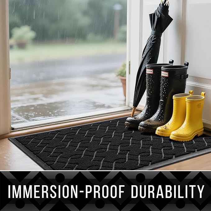 Yimobra Extra Large Door Mat 60x36, All-Season Waterproof Doormat Outdoor Entrance, Heavy Duty Non-Slip Outside Door Mat for Garage Patio Proch Entryway Indoor, Easy Clean, Black